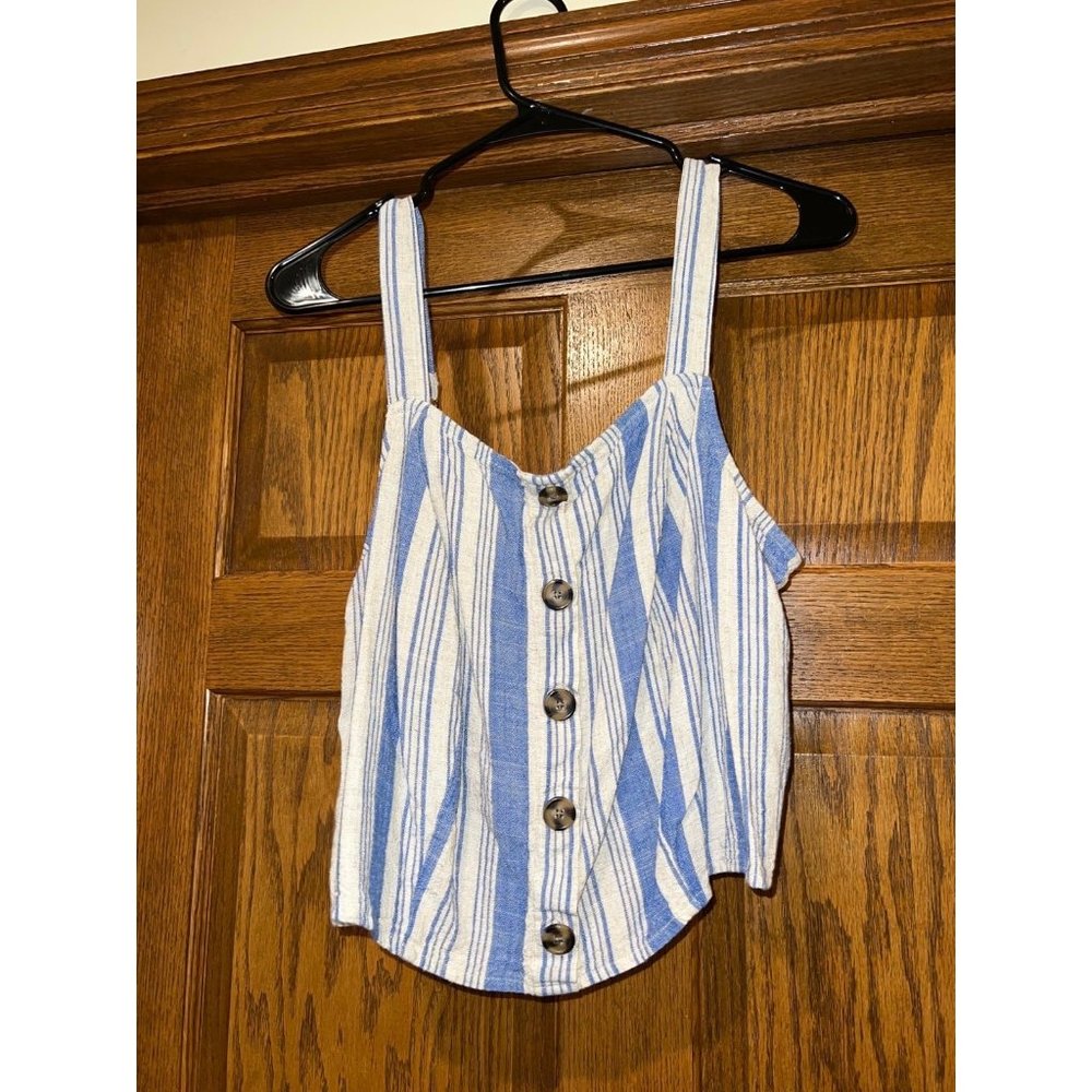 Torrid Linen Blend Button-Front Crop Tank